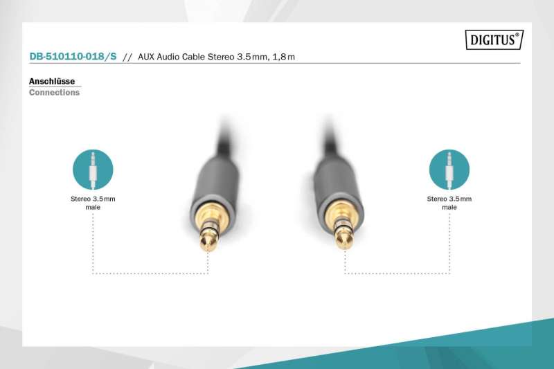 Digitus Audio Extension Cable, 3.5 mm jack to 3.5 mm socket 1,8m Black