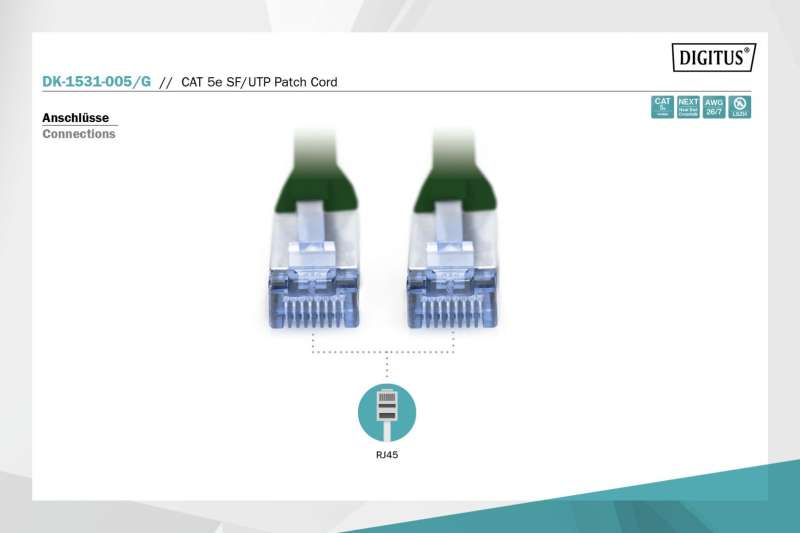 Digitus CAT5e SF-UTP Patch Cable 0,5m Green