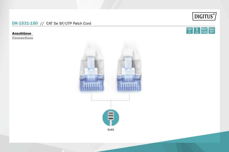 Digitus CAT5e SF-UTP Patch Cable 15m Grey