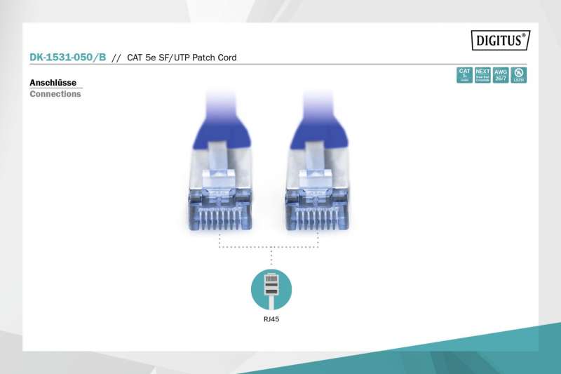 Digitus CAT5e SF-UTP Patch Cable 5m Blue
