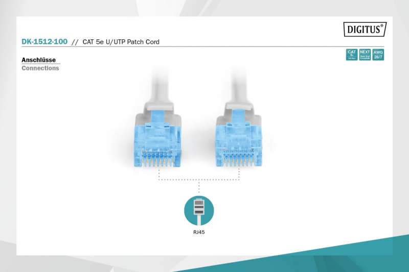 Digitus CAT5e U-UTP Patch Cable 10 Grey