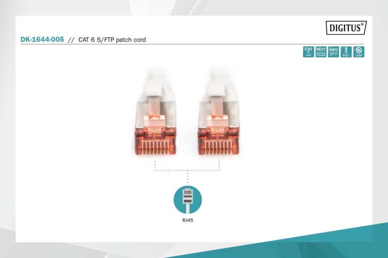 Digitus CAT6 S-FTP Patch Cable 0,5m Grey