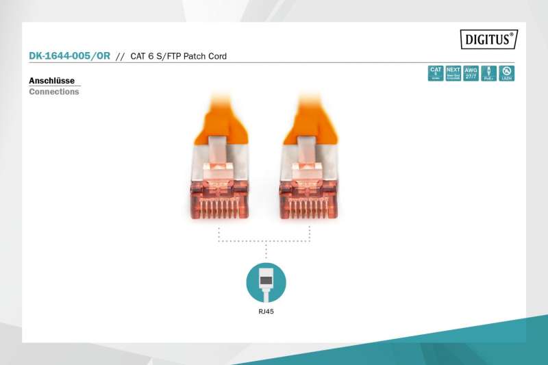 Digitus CAT6 S-FTP Patch Cable 0,5m Orange
