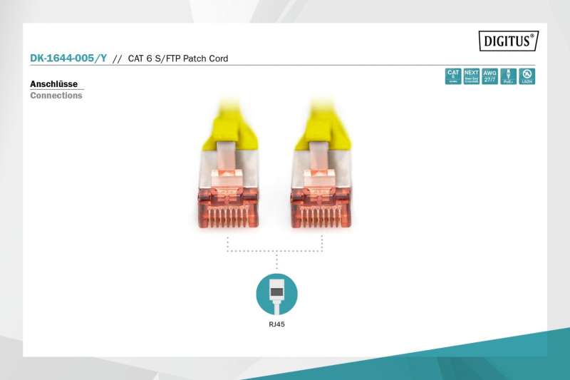 Digitus CAT6 S-FTP Patch Cable 0,5m Yellow