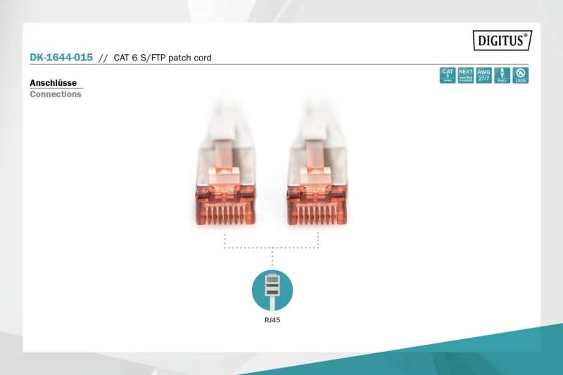 Digitus CAT6 S-FTP Patch Cable 1,5m Grey
