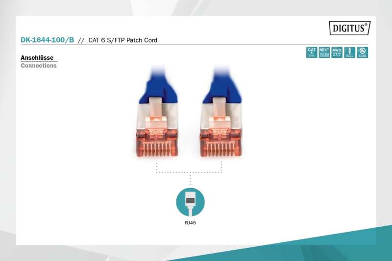 Digitus CAT6 S-FTP Patch Cable 10m Blue