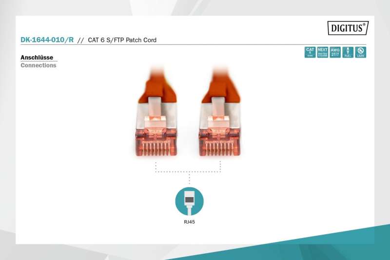 Digitus CAT6 S-FTP Patch Cable 1m Red