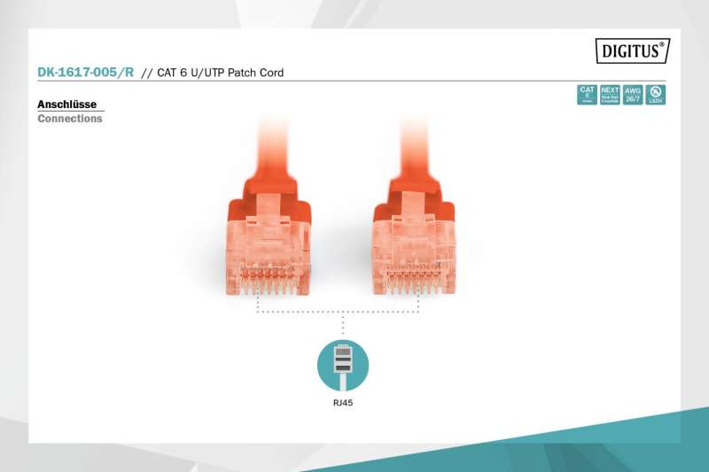 Digitus CAT6 U-UTP Patch Cable 0,5m Red