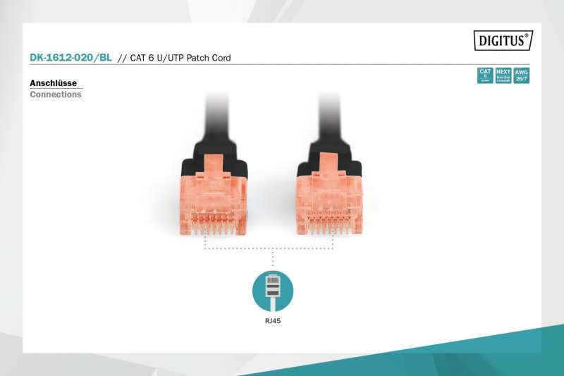 Digitus CAT6 U-UTP Patch Cable 2m Black