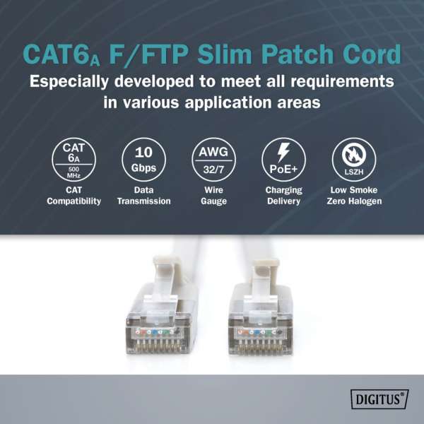 Digitus CAT6A F-FTP Patch Cable 1,5m Grey