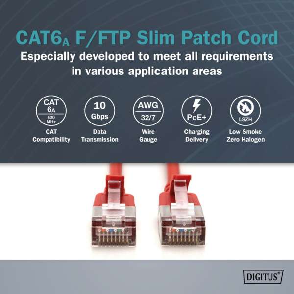 Digitus CAT6A F-FTP Patch Cable 1,5m Red