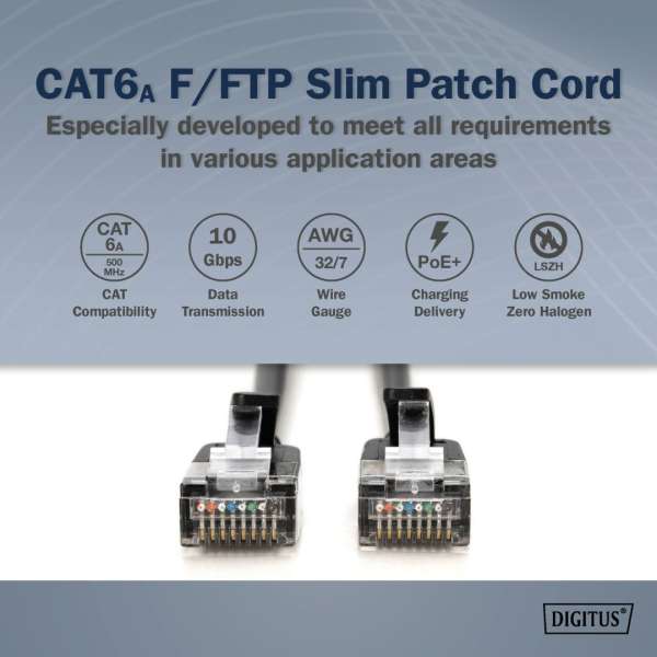 Digitus CAT6A F-FTP Patch Cable 1m Black