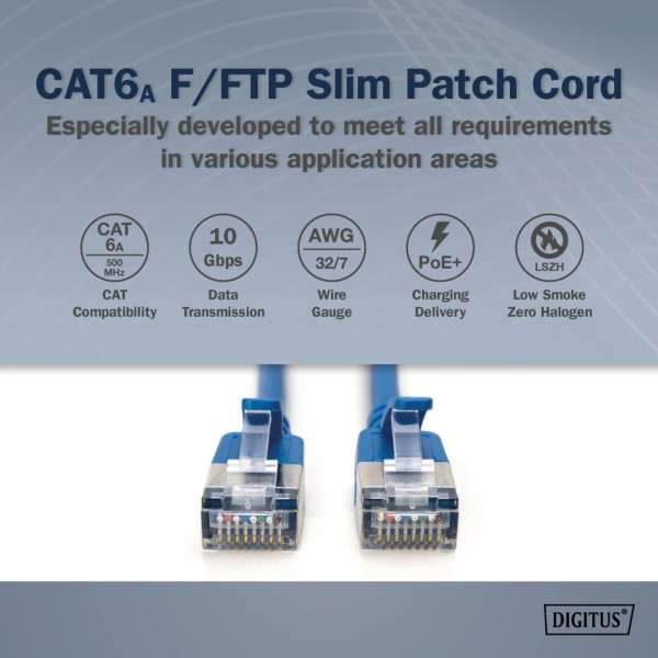 Digitus CAT6A F-FTP Patch Cable 5m Blue
