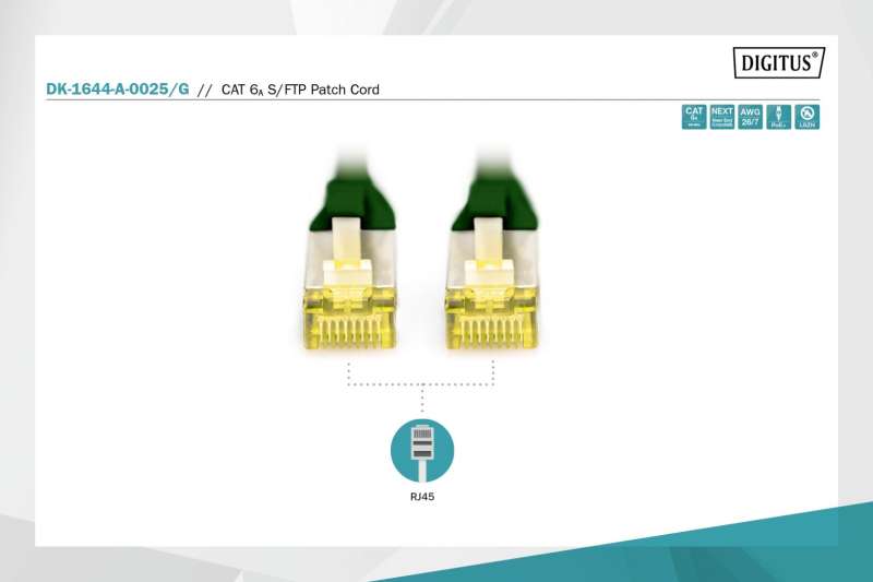 Digitus CAT6A S-FTP Patch Cable 0,25m Green