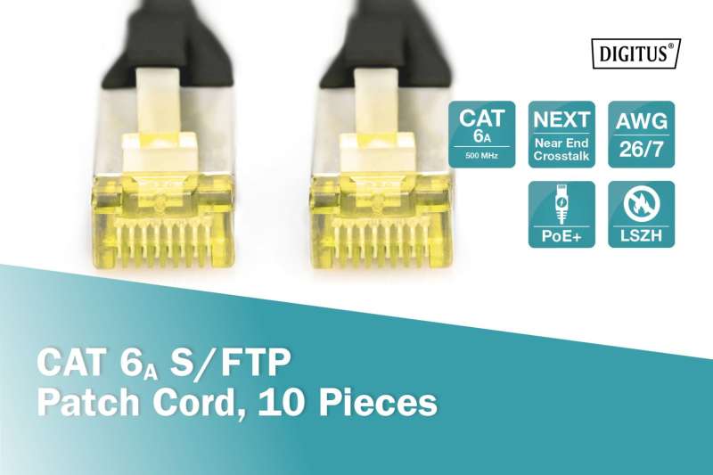 Digitus CAT6A S-FTP Patch Cable 2m Black (10db)