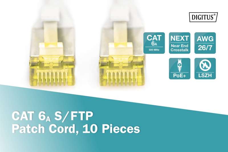 Digitus CAT6A S-FTP Patch Cable 2m Grey (10db)
