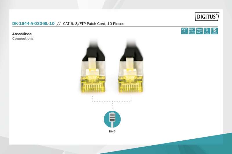 Digitus CAT6A S-FTP Patch Cable 3m Black (10db)