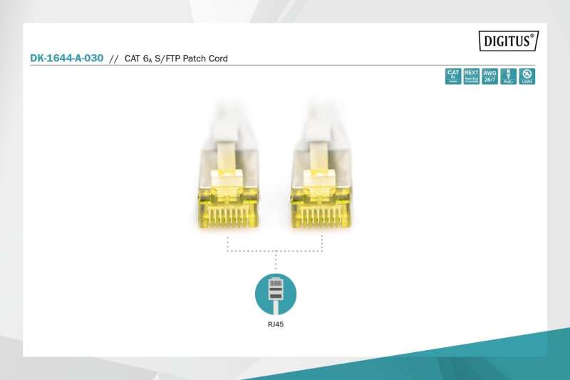 Digitus CAT6A S-FTP Patch Cable 3m Grey
