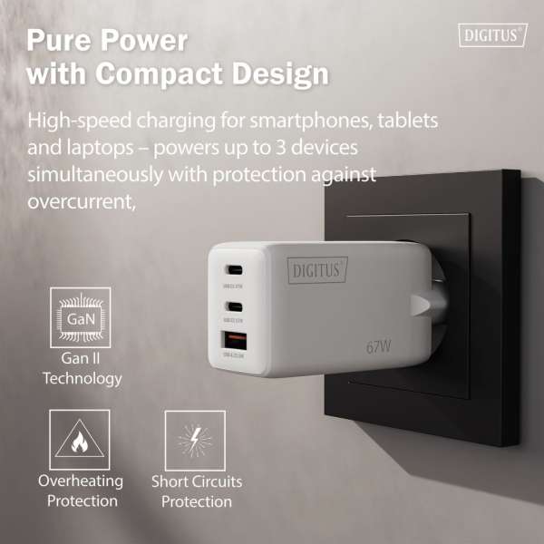 Digitus DA-10303 67W USB GaN Charger White