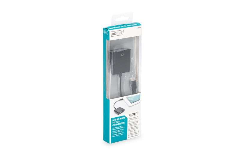 Digitus DA-70460 Micro-HDMI to VGA converter Black