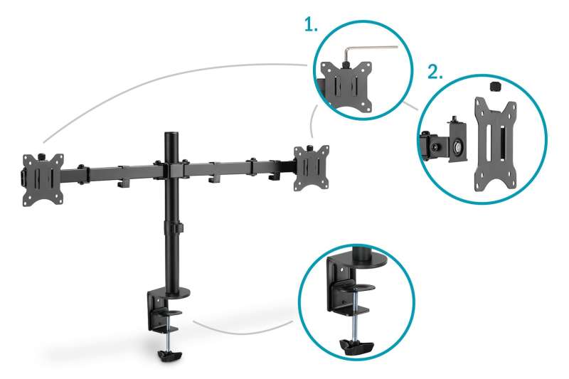 Digitus DA-90400 Dual monitor mount 15"-32" Black
