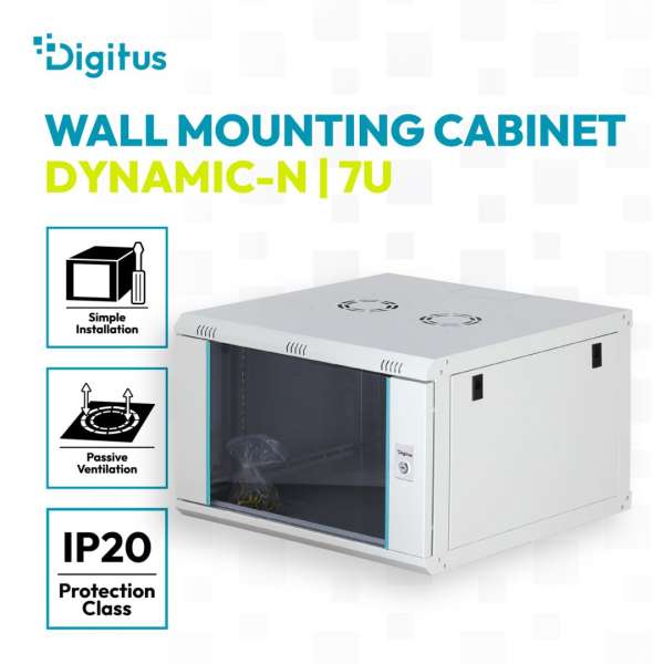 Digitus Dynamic DN-37102 19" 7U Falra szerelhető Rackszekrény Grey