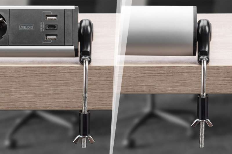 Digitus Hálózati Elosztó Kapcsolóval 6DIN, 3xUSB 1,5m Black