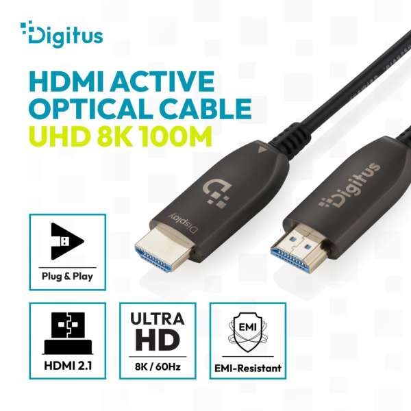 Digitus HDMI AOC Hybrid Fiber Optic Cable UHD 8K 100m Black