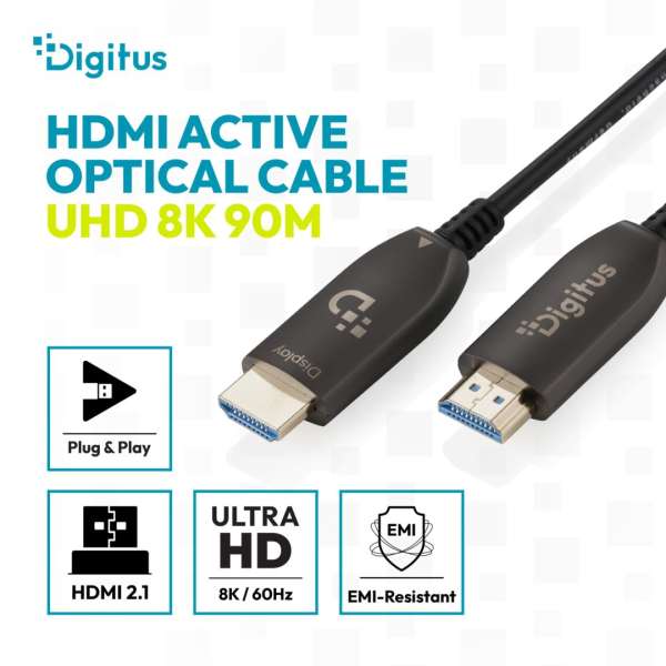 Digitus HDMI AOC Hybrid Fiber Optic Cable UHD 8K 90m Black