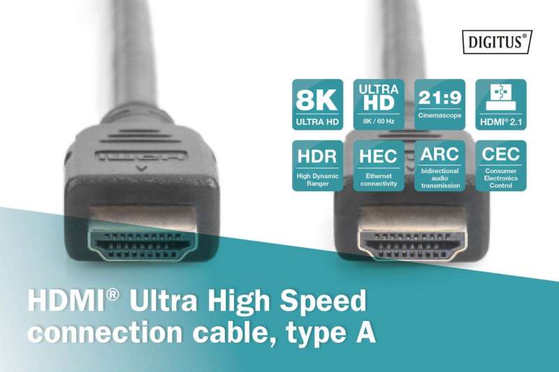 Digitus HDMI Ultra High Speed Connection Cable 1m Black