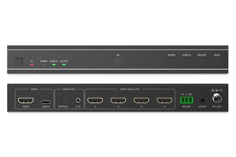 Digitus HDMI Video Wall Controller, 4 Displays 4K/30Hz, HDMI, USB-C, Black