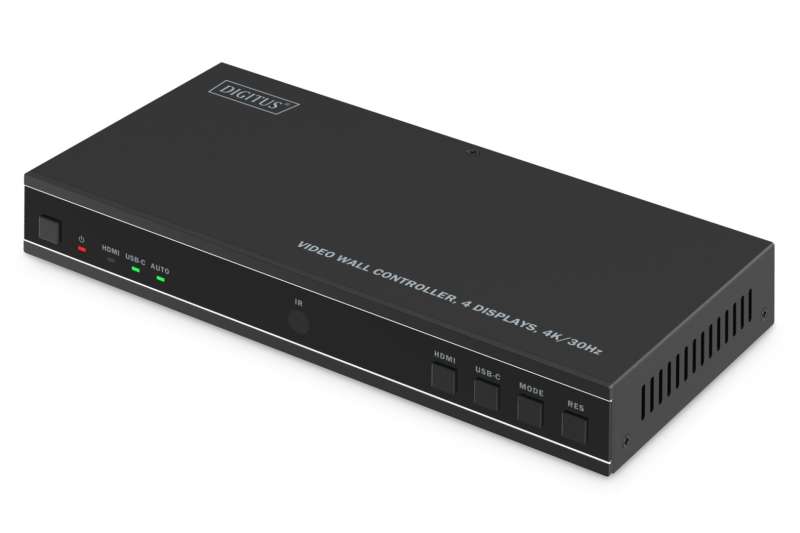 Digitus HDMI Video Wall Controller, 4 Displays 4K/30Hz, HDMI, USB-C, Black