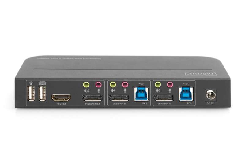 Digitus KVM Switch 2-Port 4K60Hz 2 x DP in 1 x DP/HDMI out Black