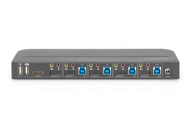 Digitus KVM Switch, 4-Port, 4K60Hz, 4x DP in, 1x DP/HDMI out