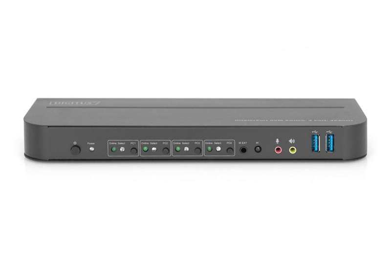 Digitus KVM Switch, 4-Port, 4K60Hz, 4x DP in, 1x DP/HDMI out