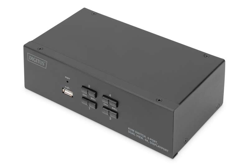 Digitus KVM Switch 4 Port Dual Display, 4K, DisplayPort