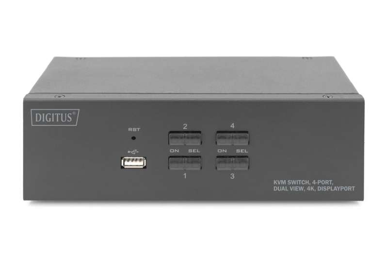 Digitus KVM Switch 4 Port Dual Display, 4K, DisplayPort