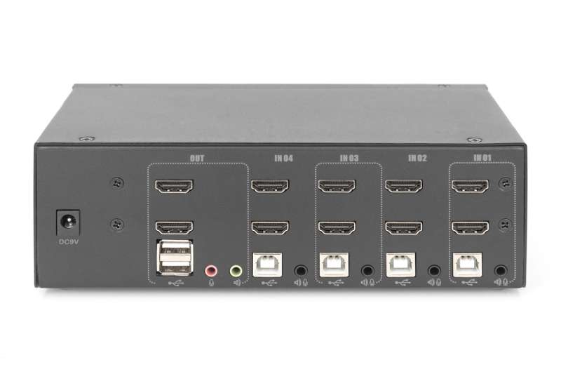 Digitus KVM Switch 4 Port Dual Display 4K HDMI
