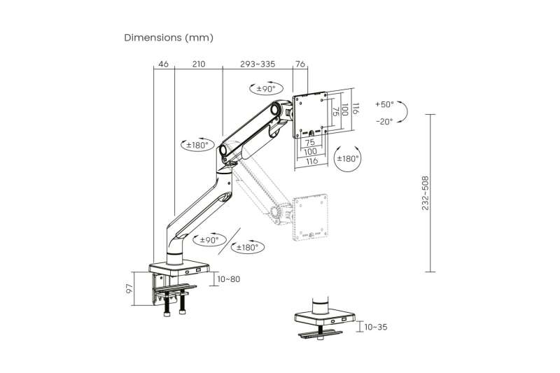 Digitus Single Monitor Mount 49" Black