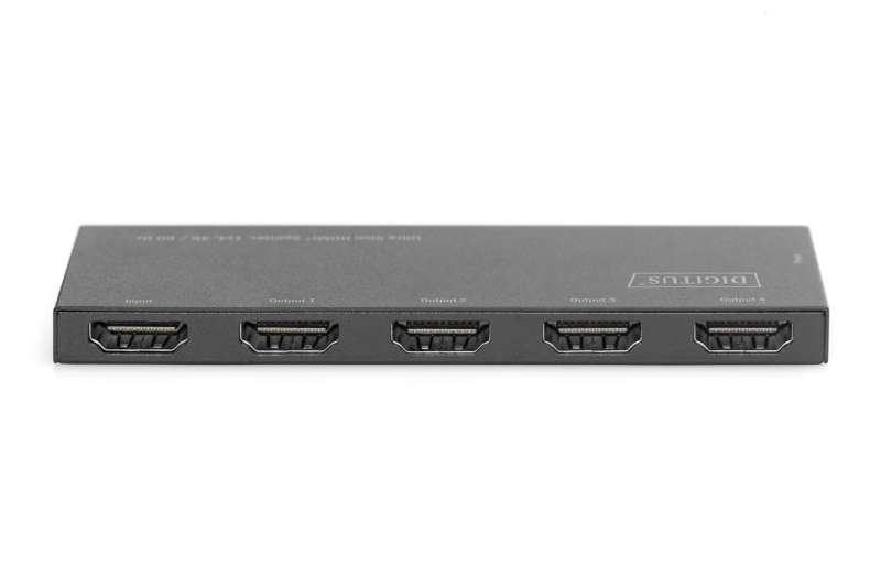 Digitus Ultra Slim HDMI Splitter, 1x4, 4K/60Hz HDR, HDCP 2.2, 18 Gbps, Micro USB powered