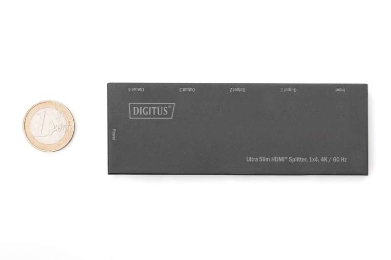 Digitus Ultra Slim HDMI Splitter, 1x4, 4K/60Hz HDR, HDCP 2.2, 18 Gbps, Micro USB powered