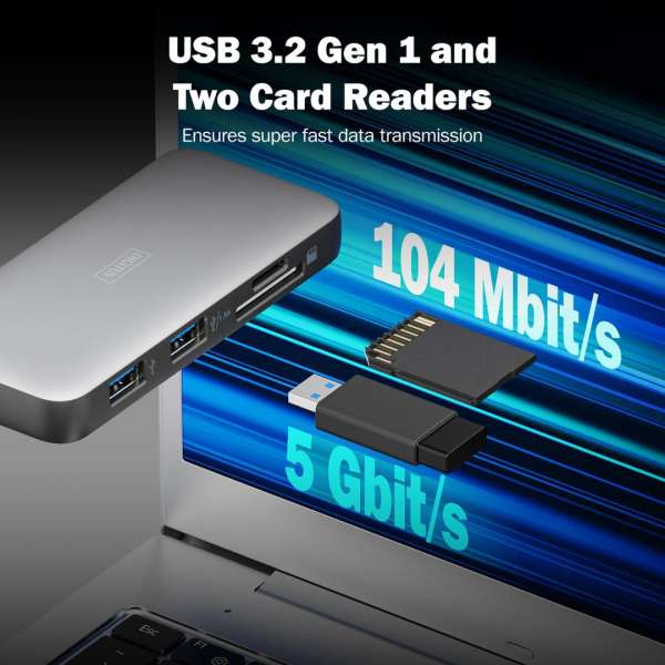 Digitus 7in1 USB-C Travel Docking Station Silver