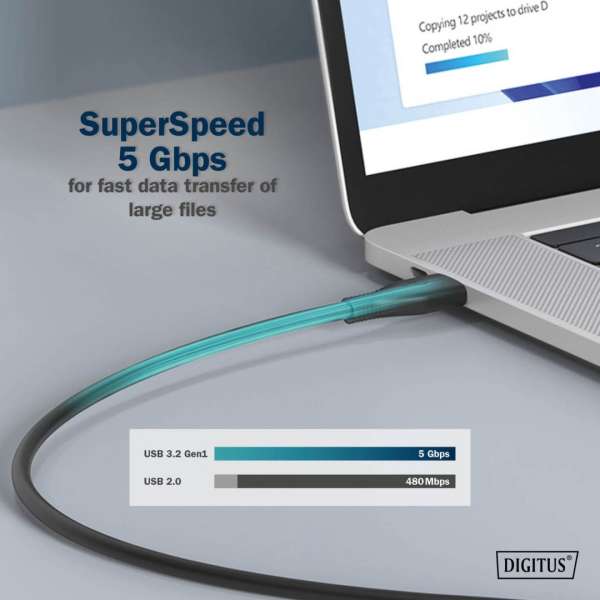 Digitus USB Silicone connection cable USB-C to USB-C USB 3.2 Gen1 5G 4K 100W 2m Black