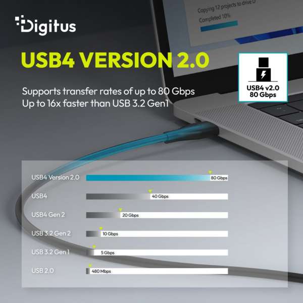 Digitus USB Silicone connection USB-C - USB-C cable 0,5m Black