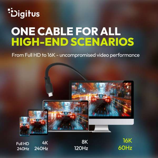 Digitus USB Silicone connection USB-C - USB-C cable 1,5m Black