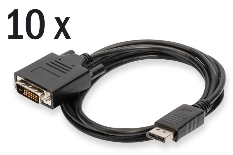 Assmann DisplayPort adapter cable, DP - DVI-D (Dual Link) (24+1) 1m Black