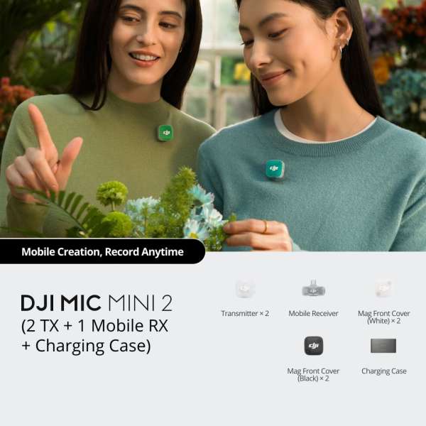 DJI Mic Mini 2 (2 TX + 1 Mobile RX + Charging Case) Black