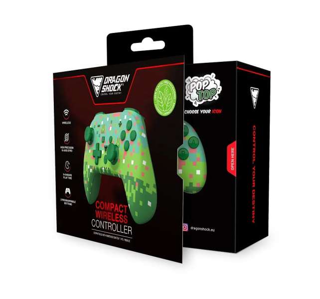 Dragonshock PopTop Bluetooth Gamepad Green Cube