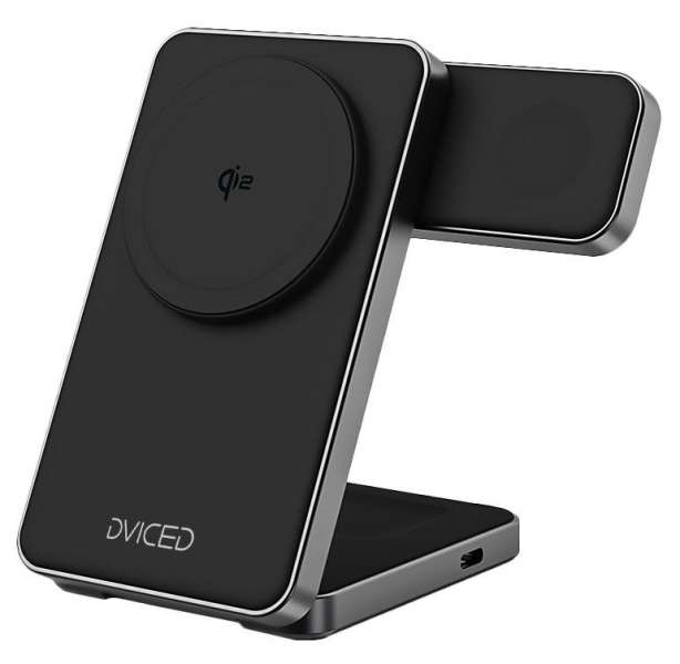 Dviced 3-in-1 foldable magnetic wireless charger stand Black
