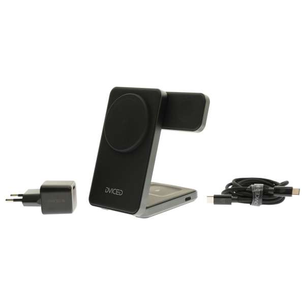 Dviced 3-in-1 foldable magnetic wireless charger stand Black